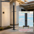 8FT Outdoor Lamp Post, Split Street Light Pole with Cross Arm Base Mount Lighting Post Fixtures for Pathway, alternate view 4