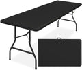 8ft Plastic Folding Table, Indoor Outdoor Heavy Duty Portable w/Handle, Lock for Picnic, Party, Pong, Camping