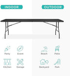 8ft Plastic Folding Table, Indoor Outdoor Heavy Duty Portable w/Handle, Lock for Picnic, Party, Pong, Camping, alternate view