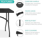 8ft Plastic Folding Table, Indoor Outdoor Heavy Duty Portable w/Handle, Lock for Picnic, Party, Pong, Camping, alternate view