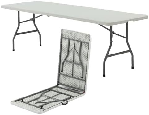 8FT Portable Commercial Plastic Folding Table, Heavy Duty