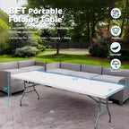 8FT Portable Commercial Plastic Folding Table, Heavy Duty, alternate view 4
