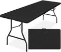 8ft Portable Plastic Folding Table - Indoor & Outdoor Heavy-Duty Foldable Utility Table w/Handle for Party &