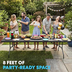 8ft Portable Plastic Folding Table - Indoor & Outdoor Heavy-Duty Foldable Utility Table w/Handle for Party &, alternate view