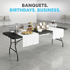 8ft Portable Plastic Folding Table - Indoor & Outdoor Heavy-Duty Foldable Utility Table w/Handle for Party &, alternate view