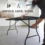 8ft Portable Plastic Folding Table - Indoor & Outdoor Heavy-Duty Foldable Utility Table w/Handle for Party &, alternate view