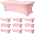 8ft Stretch Spandex Table Cover for Standard Folding Tables[10 packs, Pink]