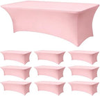 8ft Stretch Spandex Table Cover for Standard Folding Tables[10 packs, Pink]