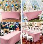 8ft Stretch Spandex Table Cover for Standard Folding Tables[10 packs, Pink], alternate view 5
