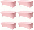 8ft Stretch Spandex Table Cover for Standard Folding Tables[6 packs, Pink]