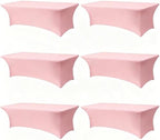 8ft Stretch Spandex Table Cover for Standard Folding Tables[6 packs, Pink]
