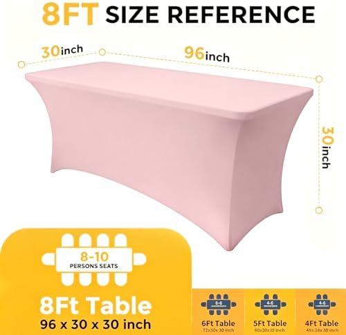 8ft Stretch Spandex Table Cover for Standard Folding Tables[6 packs, Pink], alternate view 2
