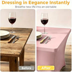 8ft Stretch Spandex Table Cover for Standard Folding Tables[6 packs, Pink], alternate view 3