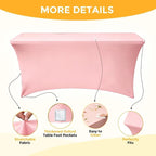 8ft Stretch Spandex Table Cover for Standard Folding Tables[6 packs, Pink], alternate view 6