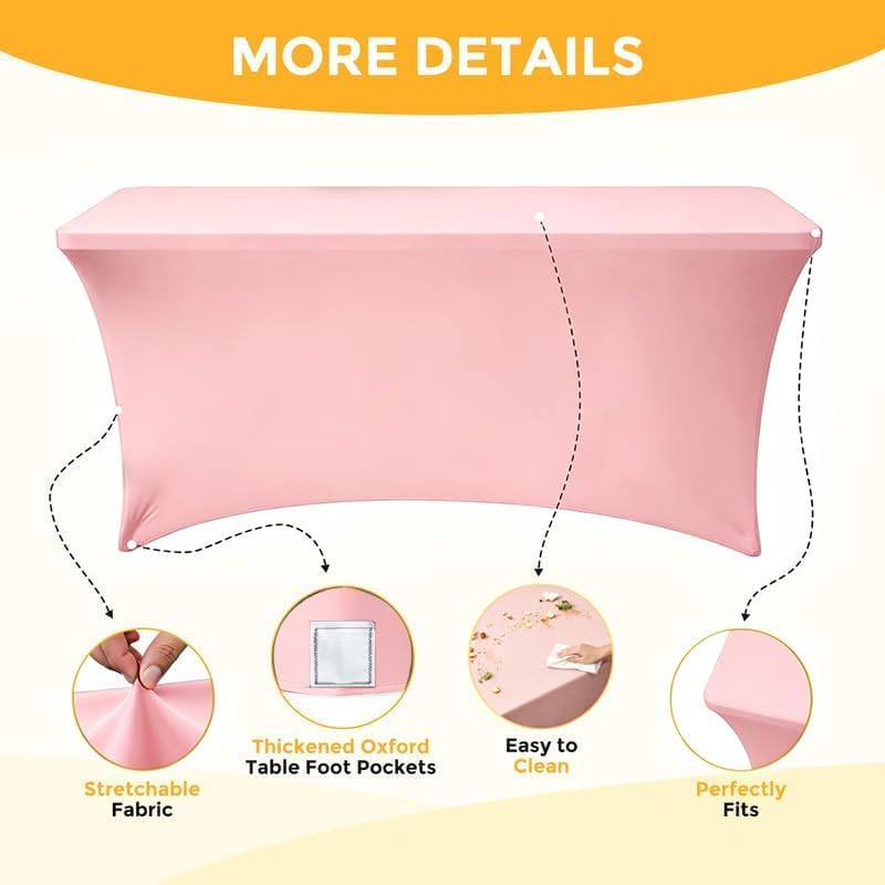8ft Stretch Spandex Table Cover for Standard Folding Tables[6 packs, Pink], alternate view 6