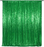 8FT x 10FT Green Sequin Photography Backdrop Curtain for Party Decoration, Green in 8 x 10ft in Green