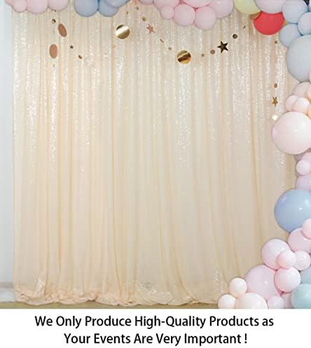8FT x 10FT Ivory Sequin Backdrop | Sparkle Fabric Drapes for Photoshoots | Glitter Background for Birthday, alternate view 2