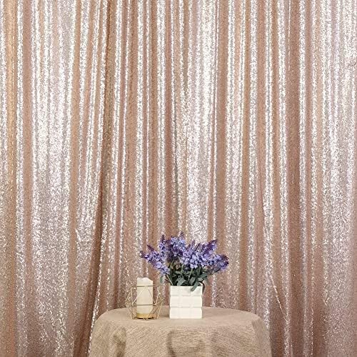 8FT x 10FT Sequin Photography Backdrop Curtain for Party Decoration, Champagne in 8 x 10ft in Champagne