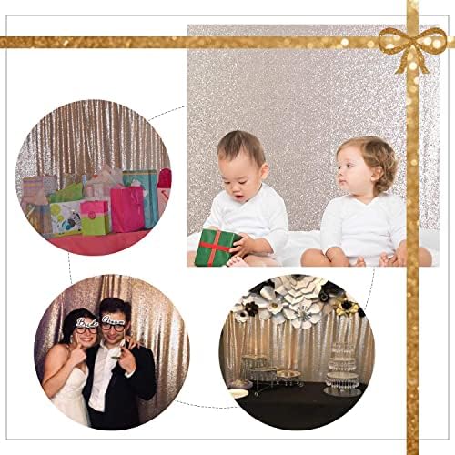 8FT x 10FT Sequin Photography Backdrop Curtain for Party Decoration, Champagne in 8 x 10ft in Champagne, alternate view 6