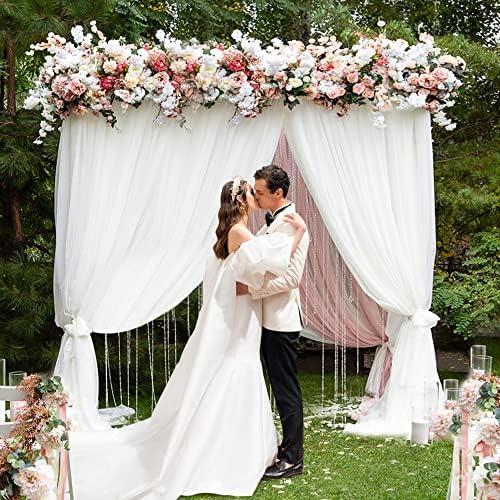 8FT x 8FT Backdrop Stand Heavy Duty with Base, White Portable Adjustable Pipe and Drape Backdrop Stand Kit, alternate view 5