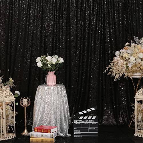 8FT x 8FT Black Sequin Backdrop Curtain Photography for Birthday Party Baby Shower Wedding Thanksgiving Holiday, alternate