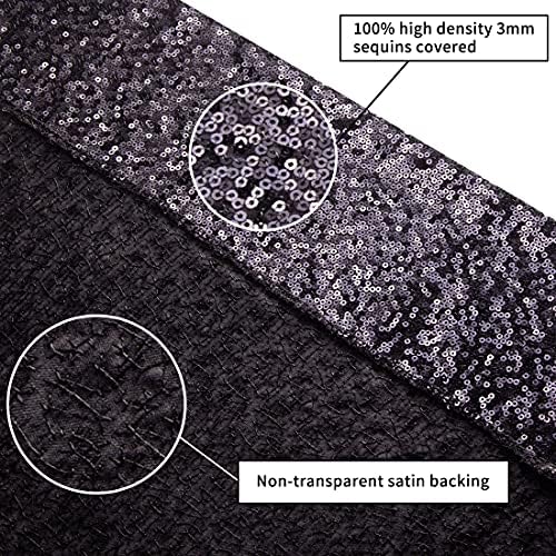 8Ft x 8Ft Black Sequin Backdrop, Glitter Thick Satin Background Drapes, Sparkly Opaque Photography Curtain, alternate view 5