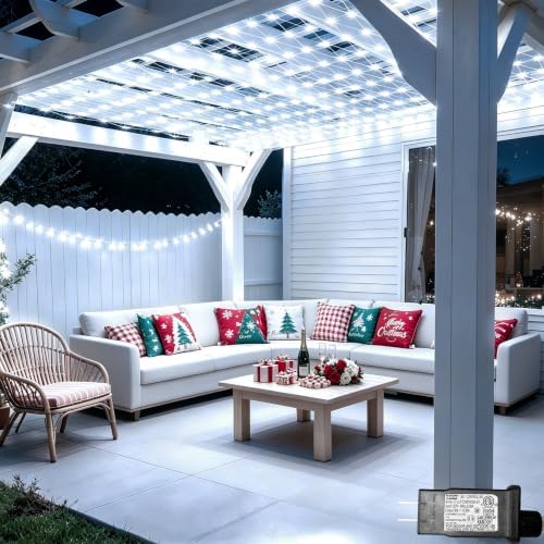 8ft x 8ft Net Lights, 180LED Gazebo Lights Outdoor 8 Modes Timer, Waterproof Connectable Christmas String Lights