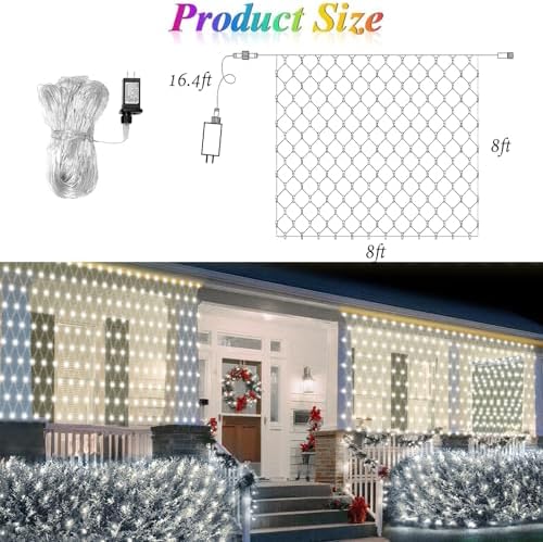8ft x 8ft Net Lights, 180LED Gazebo Lights Outdoor 8 Modes Timer, Waterproof Connectable Christmas String Lights, alternate