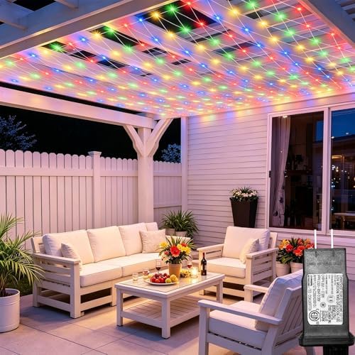 8ft x 8ft Net Lights, 180LED Gazebo Lights Outdoor 8 Modes Timer, Waterproof Connectable Christmas String Lights