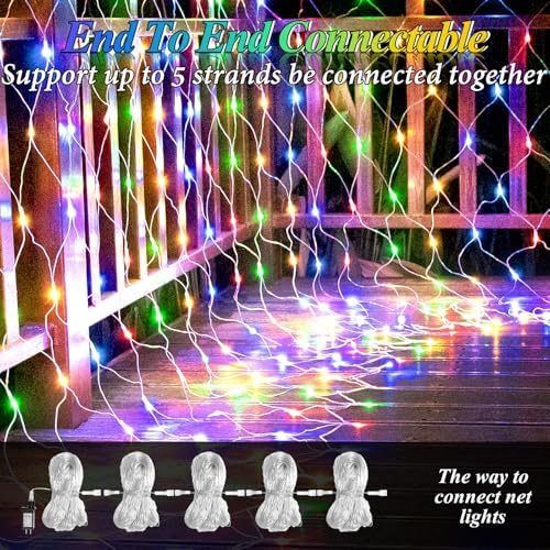 8ft x 8ft Net Lights, 180LED Gazebo Lights Outdoor 8 Modes Timer, Waterproof Connectable Christmas String Lights, alternate
