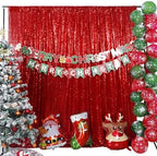 8FT x 8FT Sequin Photography Backdrop Curtain for Party Decoration, Red in 8x8 ft in Red, alternate view 2