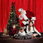 8FT x 8FT Sequin Photography Backdrop Curtain for Party Decoration, Red in 8x8 ft in Red, alternate view 3
