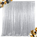 8FTx10FT Silver Sequin Backdrop | Sparkle Drapes for Photoshoots, Weddings, and Parties | Elegant Glitter