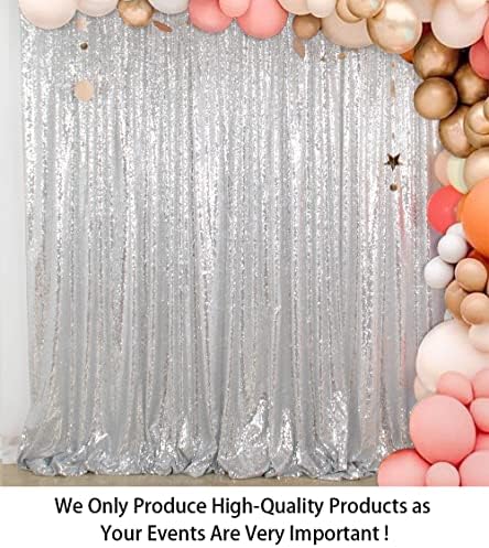 8FTx10FT Silver Sequin Backdrop | Sparkle Drapes for Photoshoots, Weddings, and Parties | Elegant Glitter, alternate view 2
