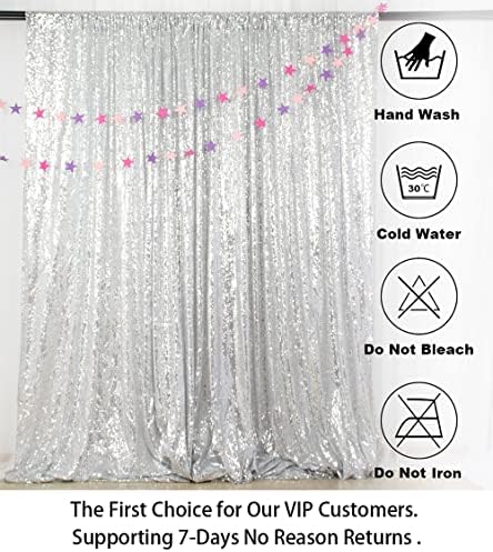 8FTx10FT Silver Sequin Backdrop | Sparkle Drapes for Photoshoots, Weddings, and Parties | Elegant Glitter, alternate view 5