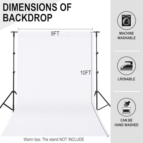 8FTX10FT White Backdrop Background for Photography Photo Booth Backdrop for Photoshoot Background Screen Video, alternate