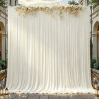 8ftx10ft Wrinkle Free Beige Backdrop Curtain - 10 Feet Photography Backdrop Drapes, Silky Polyester Back Drop