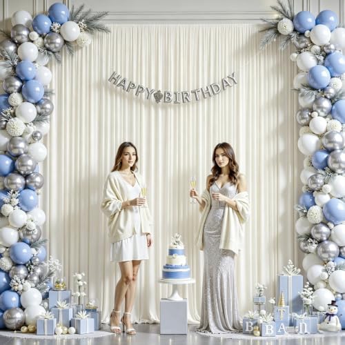8ftx10ft Wrinkle Free Beige Backdrop Curtain - 10 Feet Photography Backdrop Drapes, Silky Polyester Back Drop, alternate view