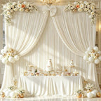 8ftx10ft Wrinkle Free Beige Backdrop Curtain - 10 Feet Photography Backdrop Drapes, Silky Polyester Back Drop, alternate view