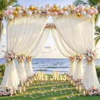 8ftx10ft Wrinkle Free Beige Backdrop Curtain - 10 Feet Photography Backdrop Drapes, Silky Polyester Back Drop, alternate view