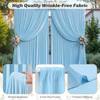 8ftx10ft Wrinkle Free Blue Backdrop Curtain - 10 Feet Photography Backdrop Drapes, Silky Polyester Back Drop, alternate view