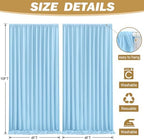 8ftx10ft Wrinkle Free Blue Backdrop Curtain - 10 Feet Photography Backdrop Drapes, Silky Polyester Back Drop, alternate view