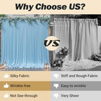 8ftx10ft Wrinkle Free Blue Backdrop Curtain - 10 Feet Photography Backdrop Drapes, Silky Polyester Back Drop, alternate view