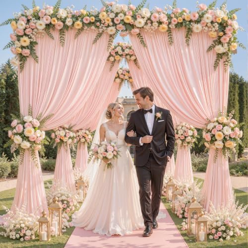 8ftx10ft Wrinkle Free Blush Pink Backdrop Curtain - 10 Feet Photography Backdrop Drapes, Silky Polyester Back, alternate view