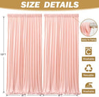 8ftx10ft Wrinkle Free Blush Pink Backdrop Curtain - 10 Feet Photography Backdrop Drapes, Silky Polyester Back, alternate view