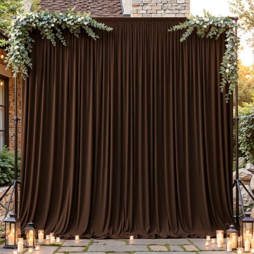 8ftx10ft Wrinkle Free Brown Backdrop Curtain - 10 Feet Photography Backdrop Drapes, Silky Polyester Back Drop