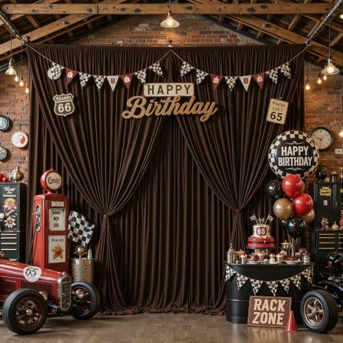 8ftx10ft Wrinkle Free Brown Backdrop Curtain - 10 Feet Photography Backdrop Drapes, Silky Polyester Back Drop, alternate view