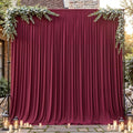 8ftx10ft Wrinkle Free Burgundy Backdrop Curtain - 10 Feet Photography Backdrop Drapes, Silky Polyester Back Drop