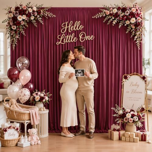 8ftx10ft Wrinkle Free Burgundy Backdrop Curtain - 10 Feet Photography Backdrop Drapes, Silky Polyester Back Drop, alternate