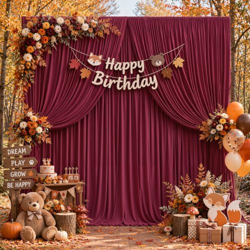 8ftx10ft Wrinkle Free Burgundy Backdrop Curtain - 10 Feet Photography Backdrop Drapes, Silky Polyester Back Drop, alternate
